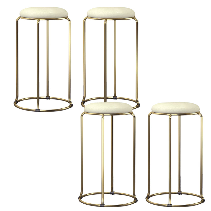 Glam Style Backless Barstool Round Counter Bar Stool with Metal Legs