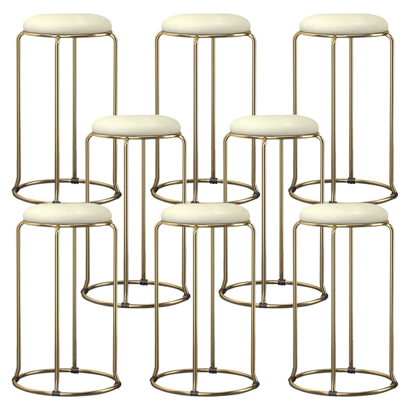 Glam Style Backless Barstool Round Counter Bar Stool with Metal Legs