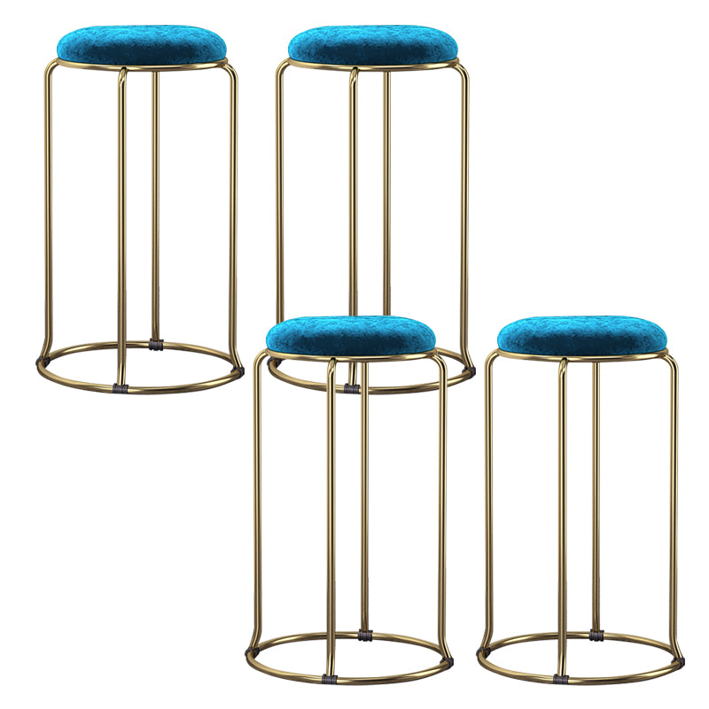 Glam Style Backless Barstool Round Counter Bar Stool with Metal Legs