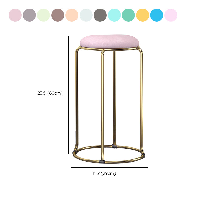 Glam Style Backless Barstool Round Counter Bar Stool with Metal Legs