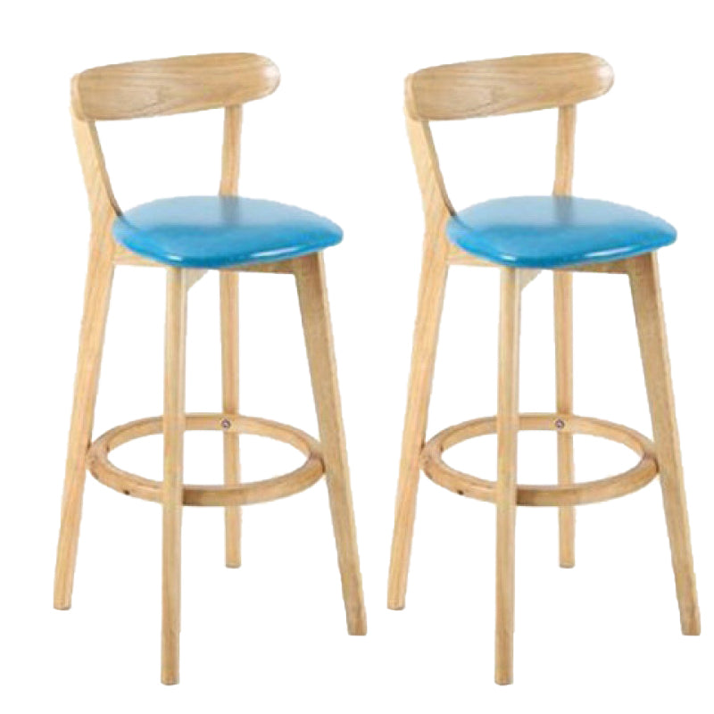 Industrial Backrest Armless Counter Stool Rubber Wood Bar Stool with Cushion for Cafe