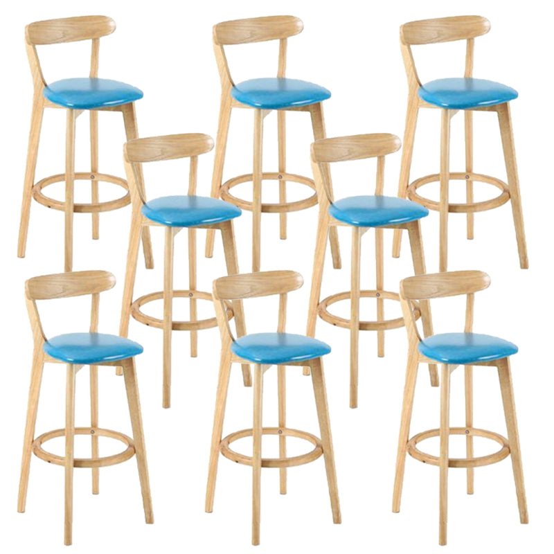 Industrial Backrest Armless Counter Stool Rubber Wood Bar Stool with Cushion for Cafe