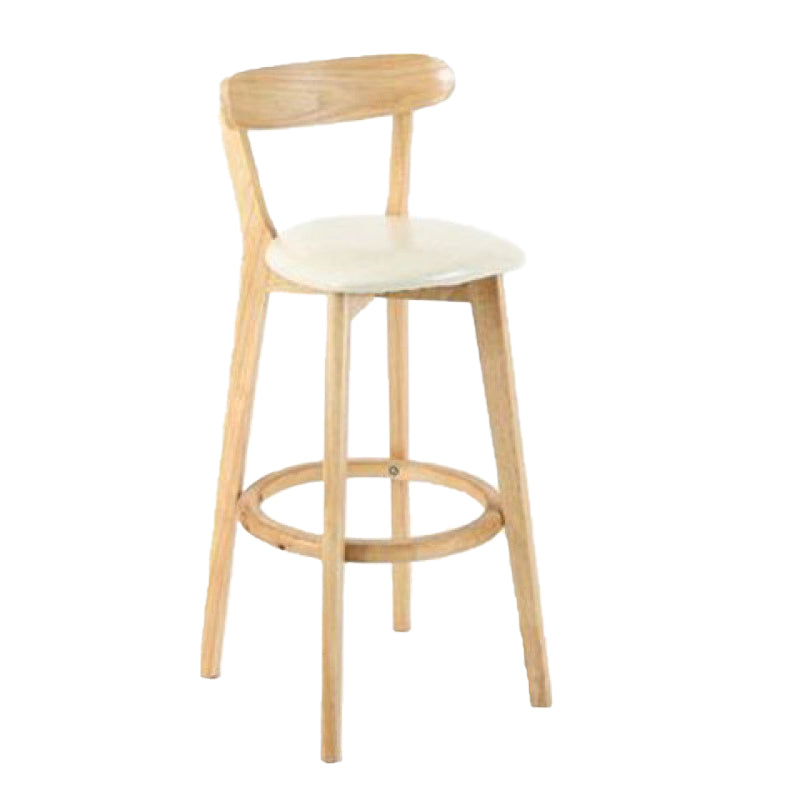 Industrial Backrest Armless Counter Stool Rubber Wood Bar Stool with Cushion for Cafe