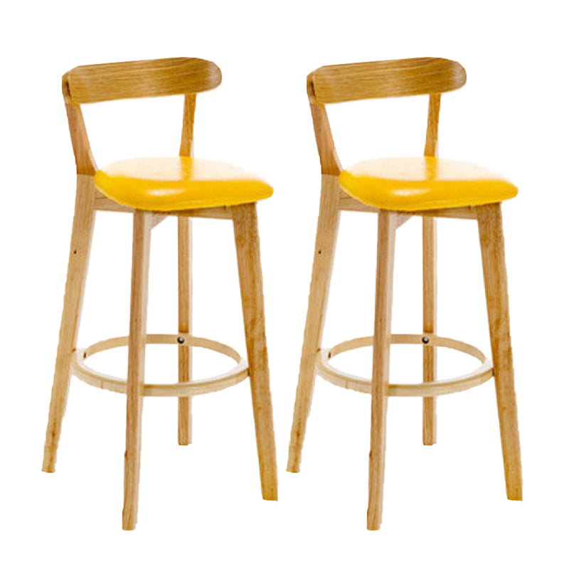 Industrial Backrest Armless Counter Stool Rubber Wood Bar Stool with Cushion for Cafe