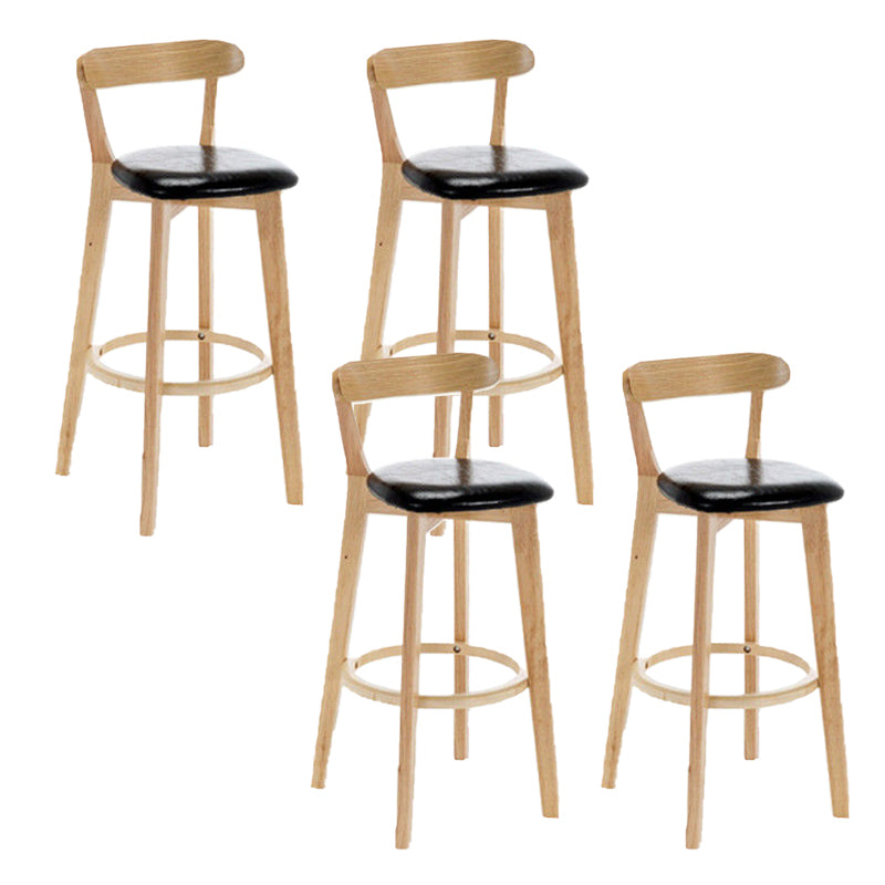 Industrial Backrest Armless Counter Stool Rubber Wood Bar Stool with Cushion for Cafe