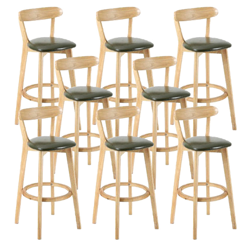 Industrial Backrest Armless Counter Stool Rubber Wood Bar Stool with Cushion for Cafe
