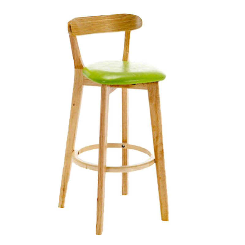 Industrial Backrest Armless Counter Stool Rubber Wood Bar Stool with Cushion for Cafe