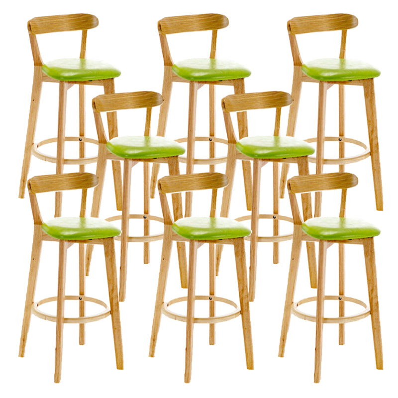 Industrial Backrest Armless Counter Stool Rubber Wood Bar Stool with Cushion for Cafe