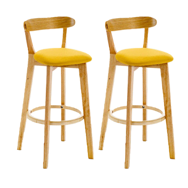 Industrial Backrest Armless Counter Stool Rubber Wood Bar Stool with Cushion for Cafe