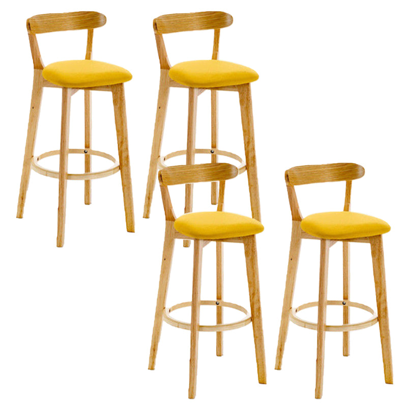 Industrial Backrest Armless Counter Stool Rubber Wood Bar Stool with Cushion for Cafe