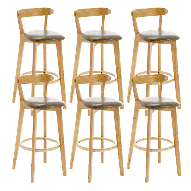 Industrial Backrest Armless Counter Stool Rubber Wood Bar Stool with Cushion for Cafe