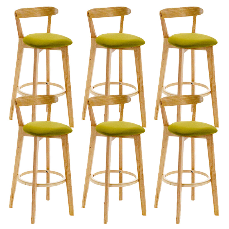 Industrial Backrest Armless Counter Stool Rubber Wood Bar Stool with Cushion for Cafe