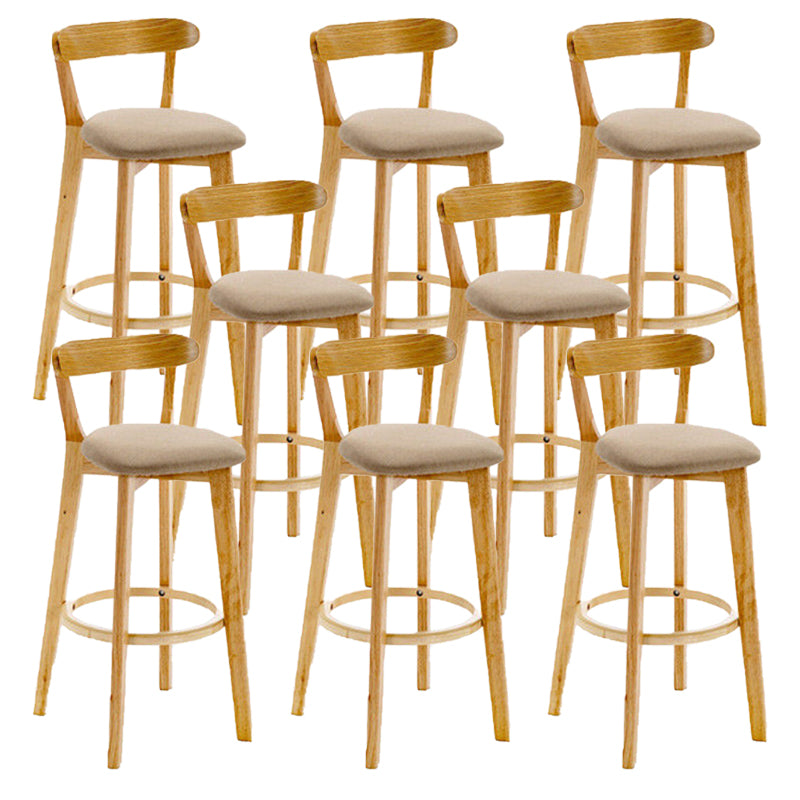 Industrial Backrest Armless Counter Stool Rubber Wood Bar Stool with Cushion for Cafe