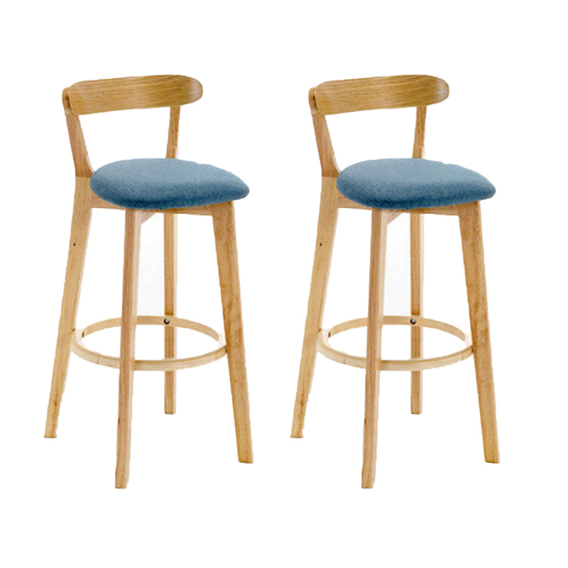 Industrial Backrest Armless Counter Stool Rubber Wood Bar Stool with Cushion for Cafe