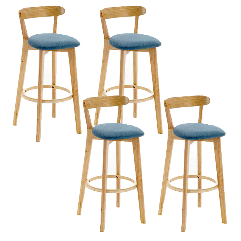 Industrial Backrest Armless Counter Stool Rubber Wood Bar Stool with Cushion for Cafe