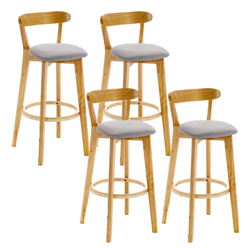 Industrial Backrest Armless Counter Stool Rubber Wood Bar Stool with Cushion for Cafe