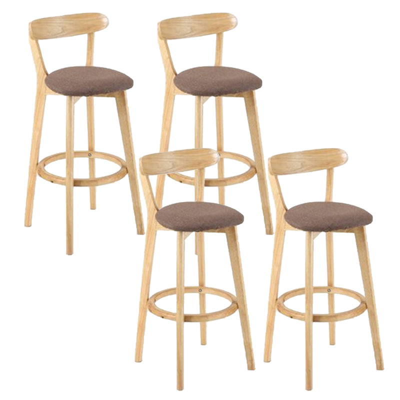 Industrial Backrest Armless Counter Stool Rubber Wood Bar Stool with Cushion for Cafe