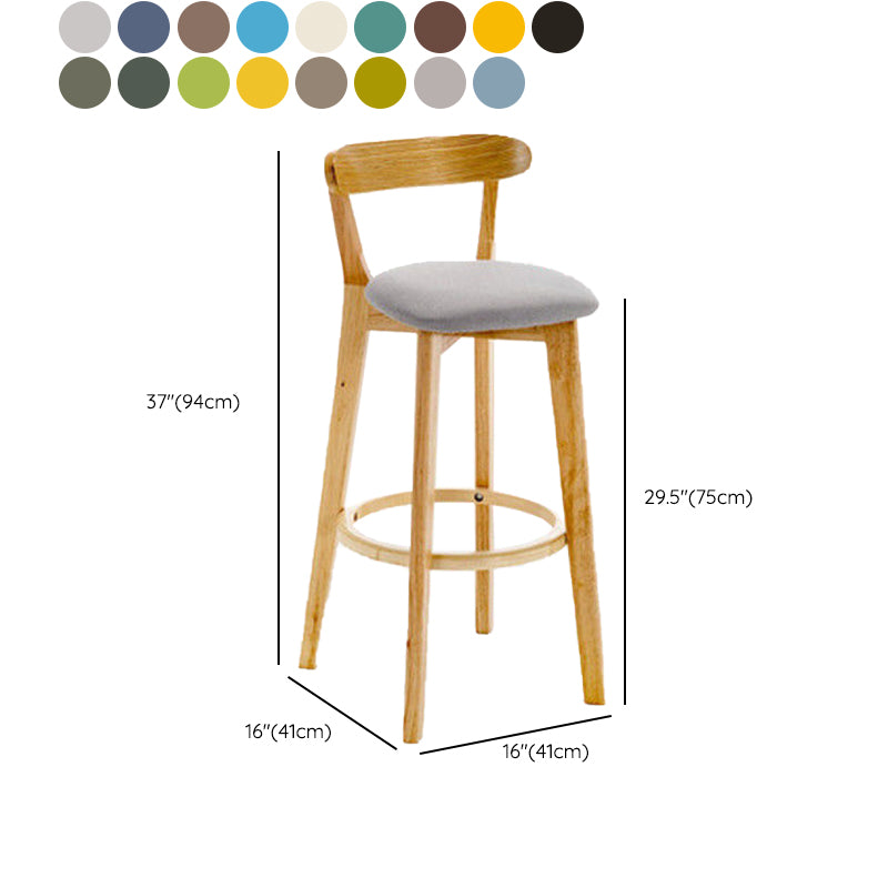 Industrial Backrest Armless Counter Stool Rubber Wood Bar Stool with Cushion for Cafe