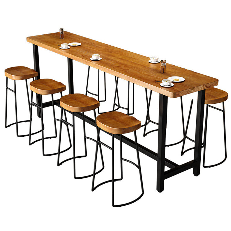 1/9 Pieces Bar Stool and Table Set Rectangular Pub Table Set