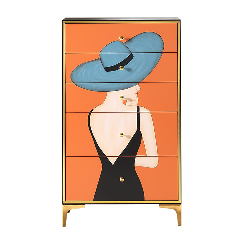 Classic Glam Vertical Lingerie Chest Wood Storage Chest with Drawers for Bedroom