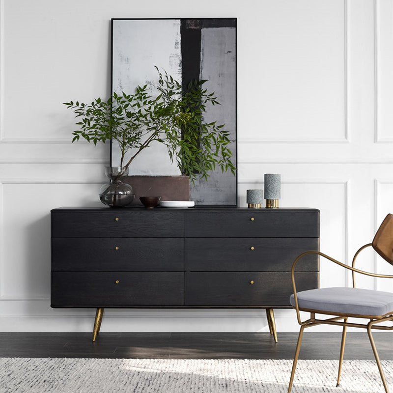 Contemporary Oak Double Dresser Horizontal Storage Chest for Bedroom