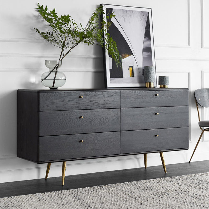 Contemporary Oak Double Dresser Horizontal Storage Chest for Bedroom