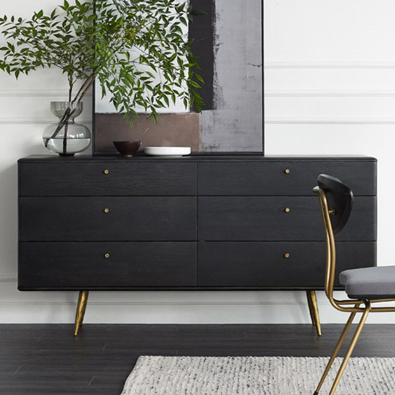 Contemporary Oak Double Dresser Horizontal Storage Chest for Bedroom