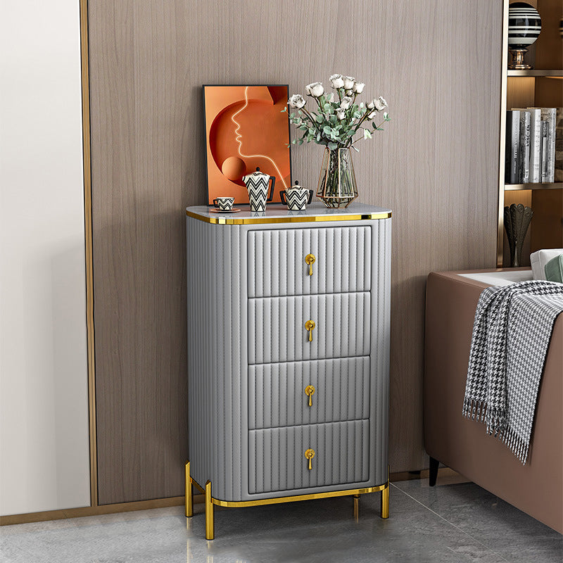 Classic Glam Vertical Lingerie Chest Stone Storage Chest with Drawers for Bedroom