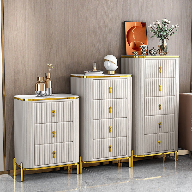 Classic Glam Vertical Lingerie Chest Stone Storage Chest with Drawers for Bedroom