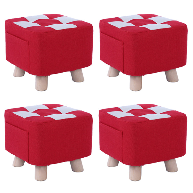 Red Modern Standard Plaid Pattern Trea Resistant for Living Room