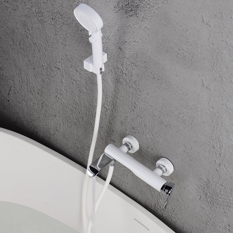 Swivel Tub Filler Wall Mount Single Lever Handle Brass Tub Filler with Hand Shower