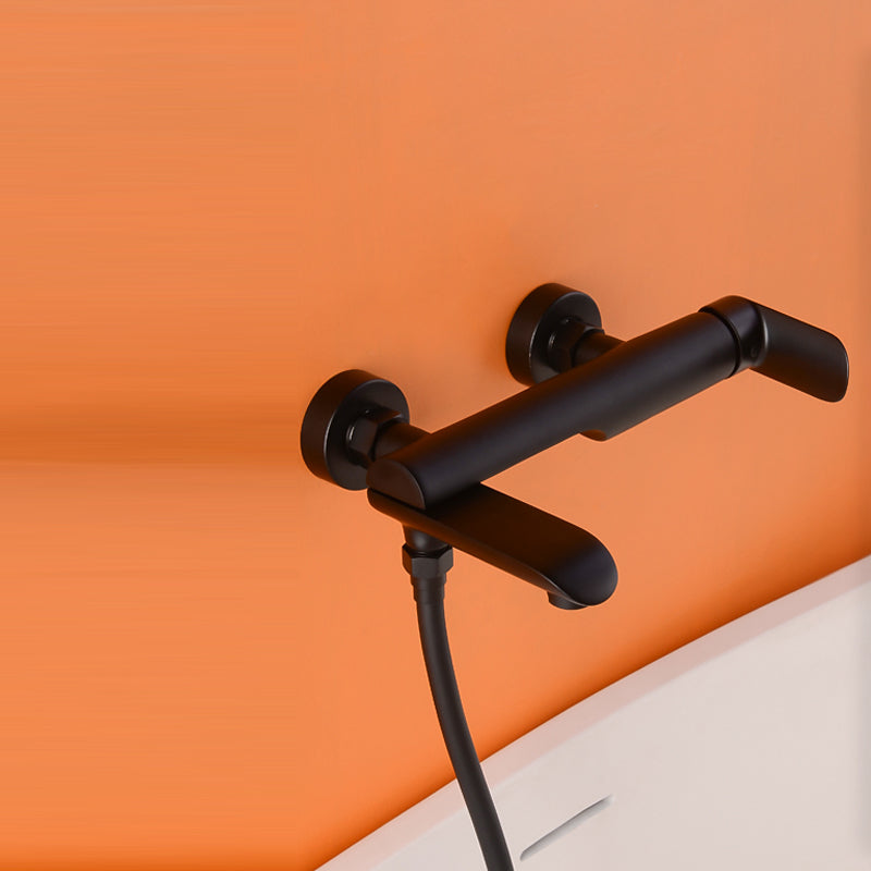 Swivel Tub Filler Wall Mount Single Lever Handle Brass Tub Filler with Hand Shower