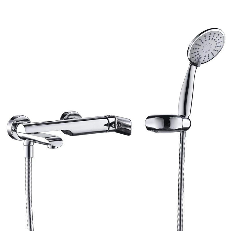 Swivel Tub Filler Wall Mount Single Lever Handle Brass Tub Filler with Hand Shower
