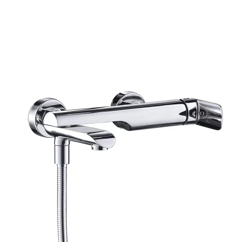 Swivel Tub Filler Wall Mount Single Lever Handle Brass Tub Filler with Hand Shower