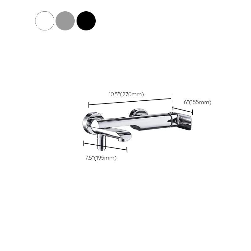 Swivel Tub Filler Wall Mount Single Lever Handle Brass Tub Filler with Hand Shower