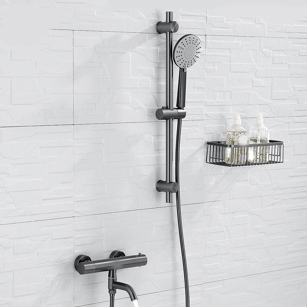 Handshower Tub Filler Black Brass Double Knob Handle Swivel Wall Mount Tub Filler