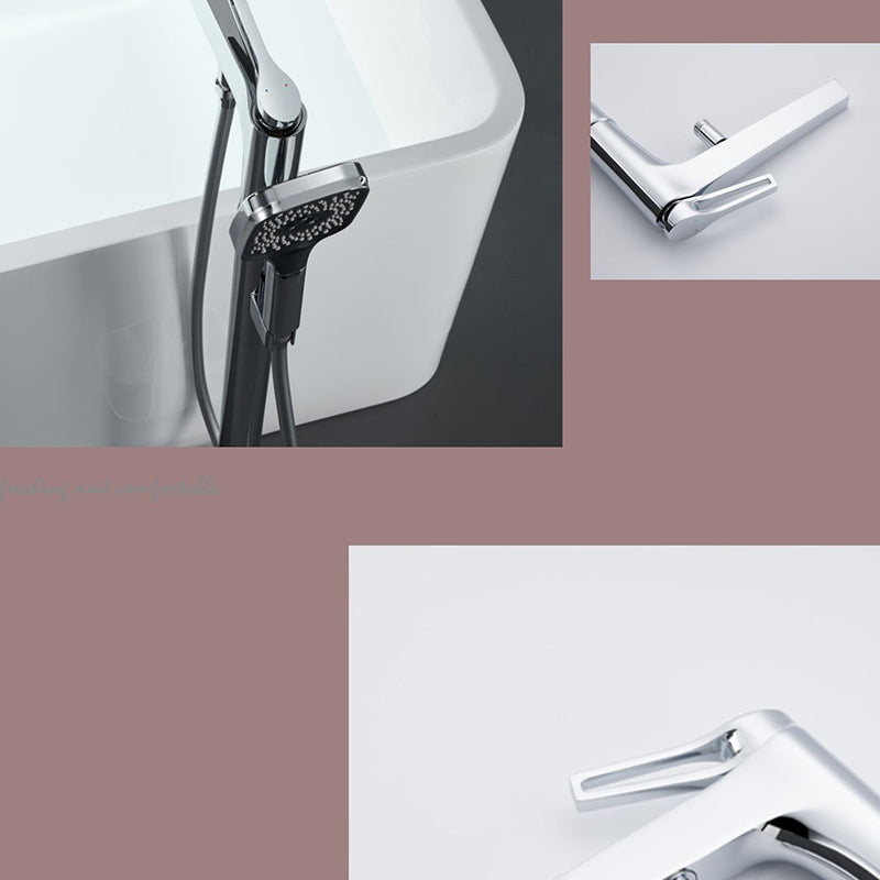 Bathroom Faucet Floor Standing Handheld Shower Head Rod Handle Faucet