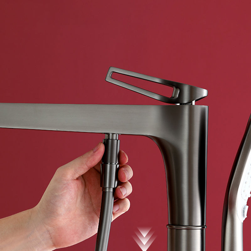 Bathroom Faucet Floor Standing Handheld Shower Head Rod Handle Faucet