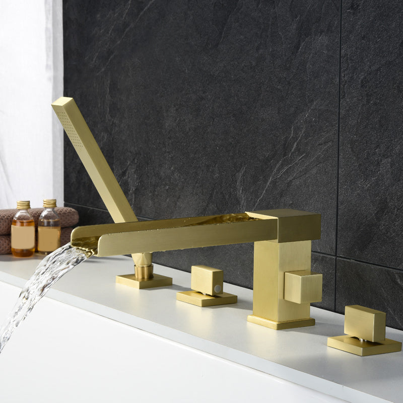 Modern Full Copper Deck Mounted Bath Faucet Trim Fixed Split Faucet Set