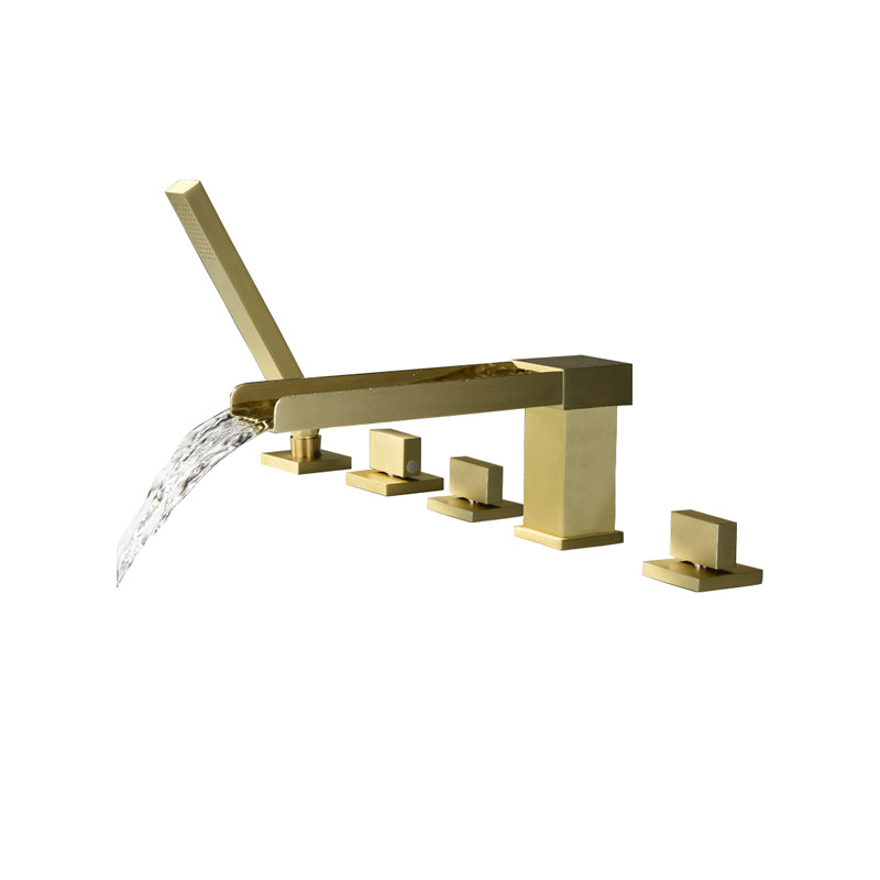 Modern Full Copper Deck Mounted Bath Faucet Trim Fixed Split Faucet Set