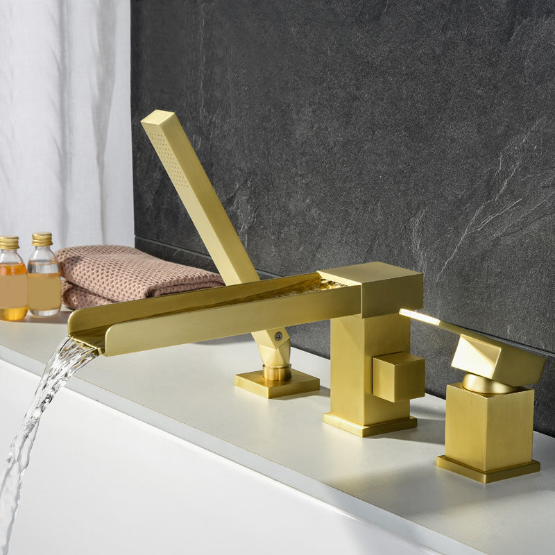 Modern Full Copper Deck Mounted Bath Faucet Trim Fixed Split Faucet Set
