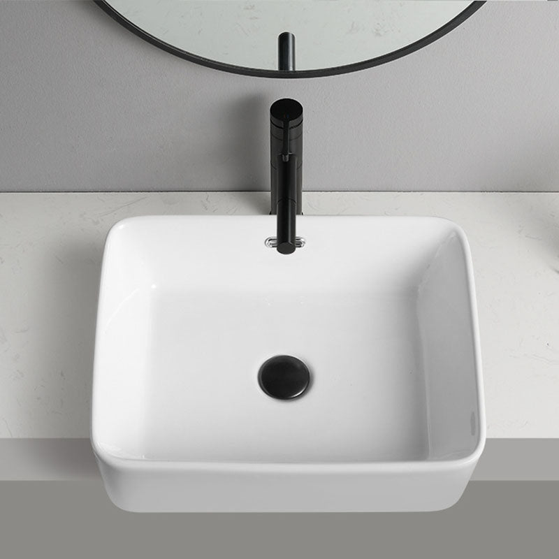 Modern Bathroom Sink Rectangular Vessel Lavatory Sink in White(Not Included Faucet)