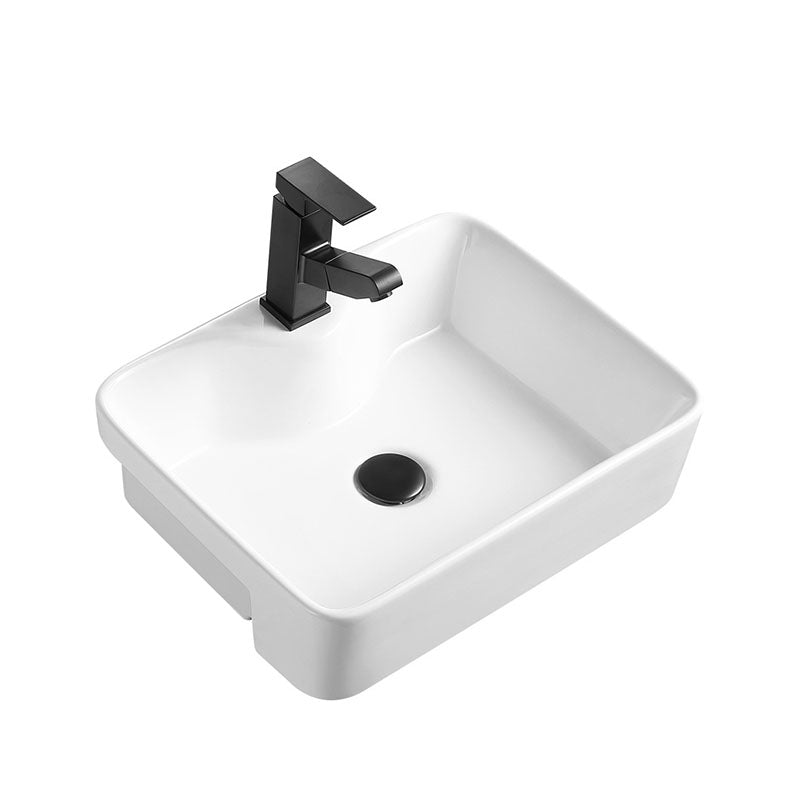 Modern Bathroom Sink Rectangular Vessel Lavatory Sink in White(Not Included Faucet)