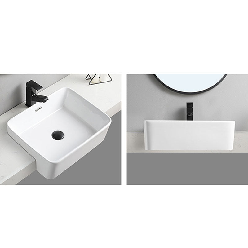 Modern Bathroom Sink Rectangular Vessel Lavatory Sink in White(Not Included Faucet)