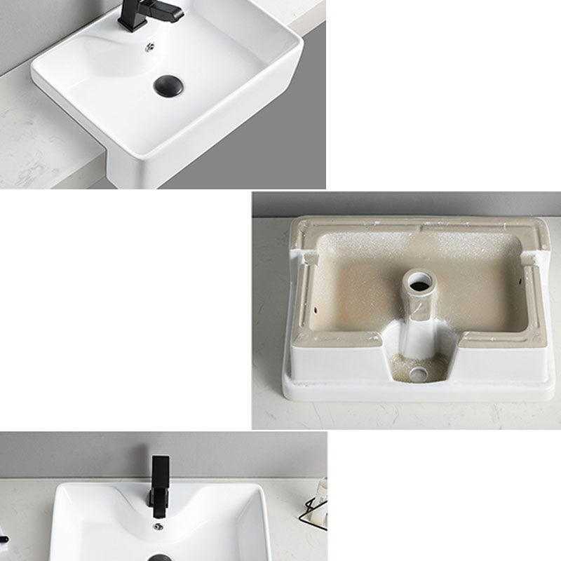 Modern Bathroom Sink Rectangular Vessel Lavatory Sink in White(Not Included Faucet)