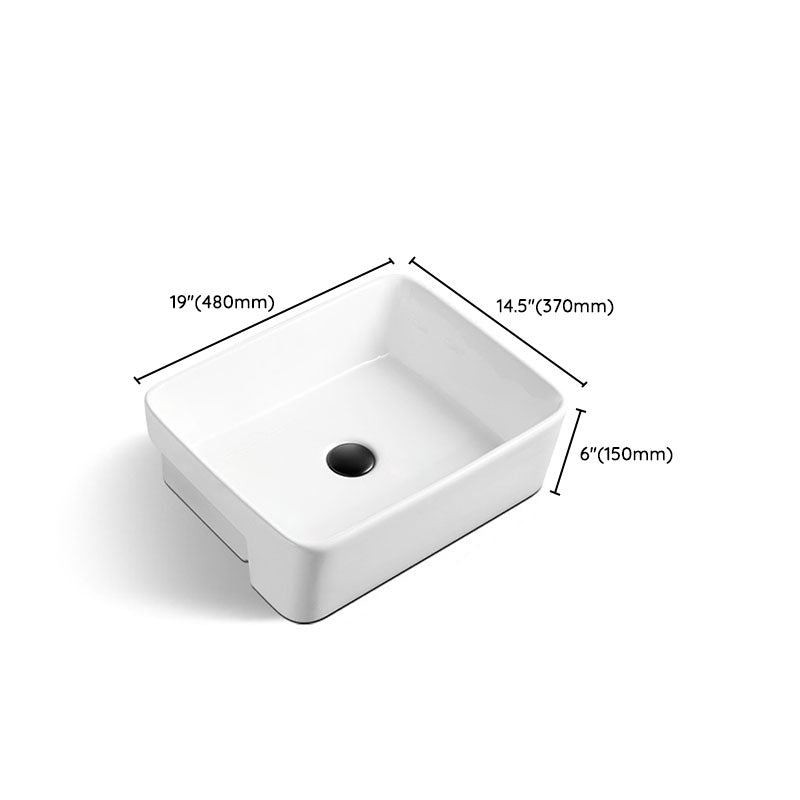 Modern Bathroom Sink Rectangular Vessel Lavatory Sink in White(Not Included Faucet)