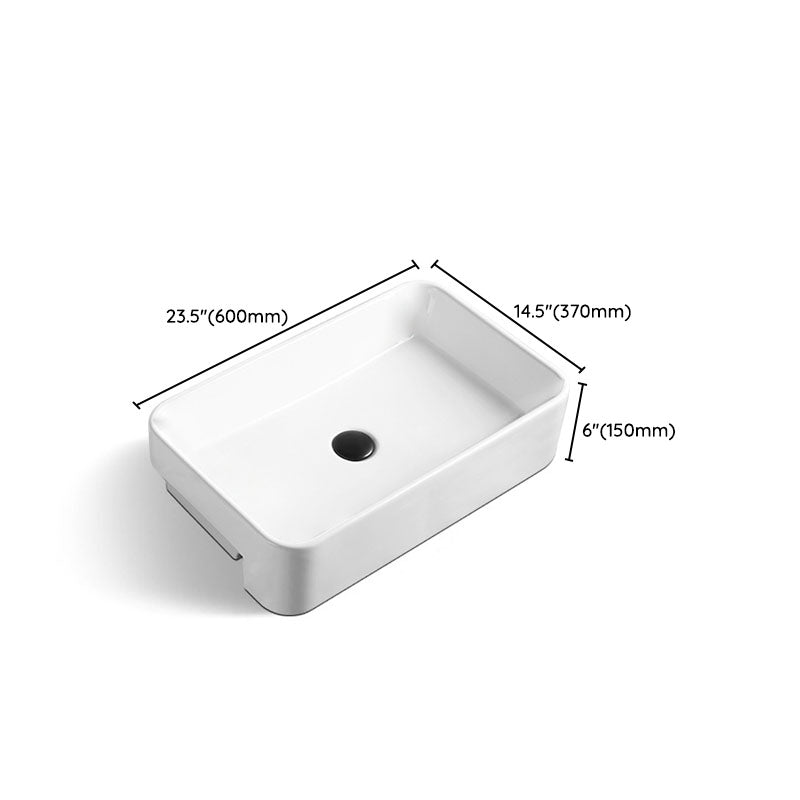 Modern Bathroom Sink Rectangular Vessel Lavatory Sink in White(Not Included Faucet)