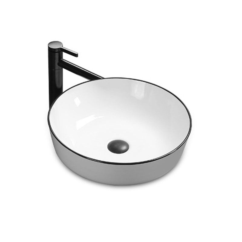 Modern Bathroom Sink Rectangular Porcelain Trough Sink with Pop-Up Drain