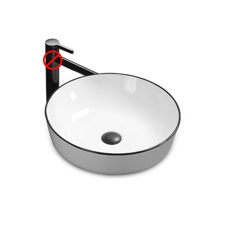 Modern Bathroom Sink Rectangular Porcelain Trough Sink with Pop-Up Drain