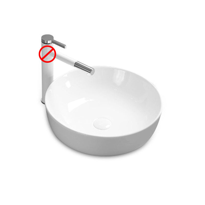 Modern Bathroom Sink Rectangular Porcelain Trough Sink with Pop-Up Drain